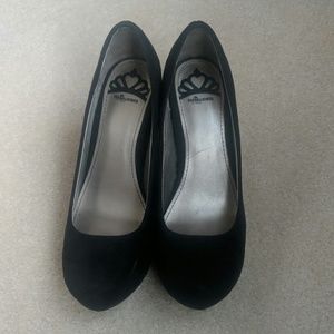 Wedge black suede heels